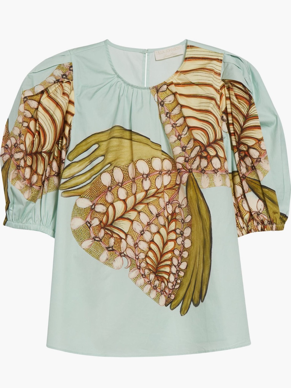 Brand NWT Ulla Johnson Ravena Puff Sleeve Top size 2 in Water Blossoms print - Picture 6 of 10